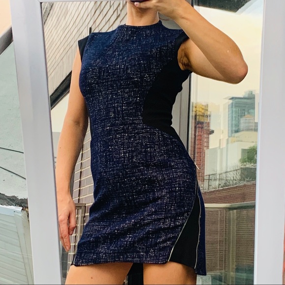 Anthropologie TIME Metal Zipper Wool Shaper Fashion Mini Dress - Picture 9 of 15